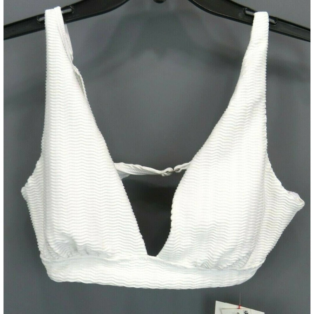 Red Carter The Wave Plunge White Ridge Swim Bikini Top Medium NWT